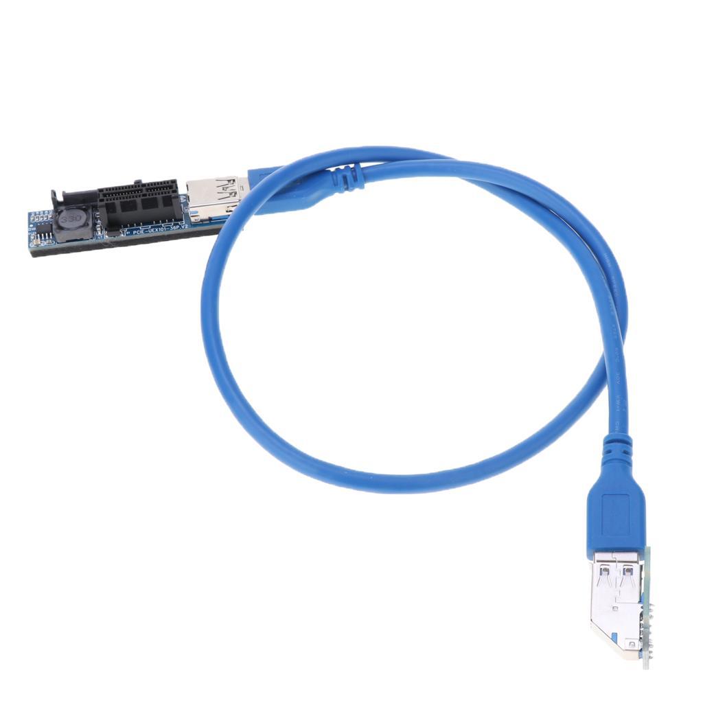 Pcie Express PCI-E 1X to 1X Extender Riser Card Adapter USB 3.0 Cable 0.6M