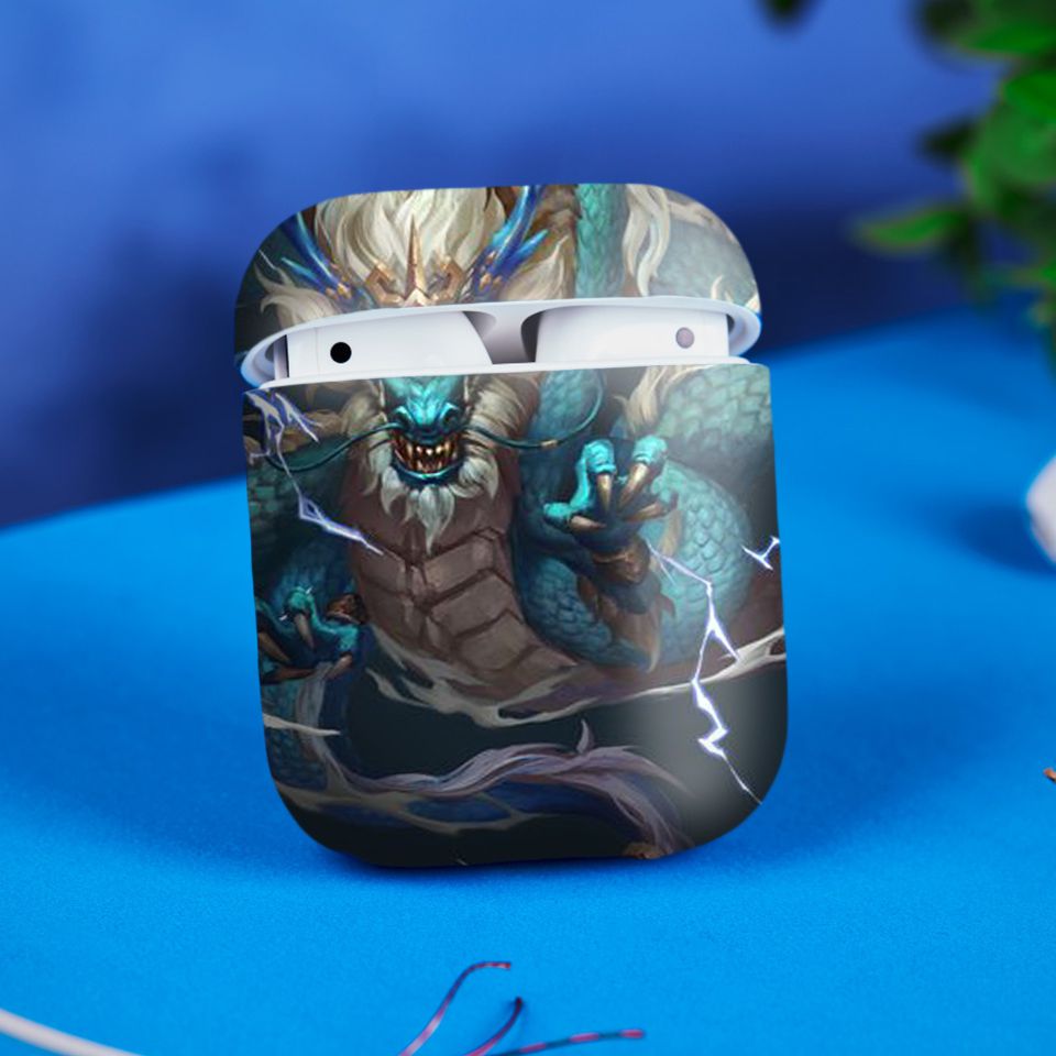 Miếng dán skin chống bẩn cho tai nghe AirPods in hình Rồng Dragon - dra019 (bản không dây 1 và 2)