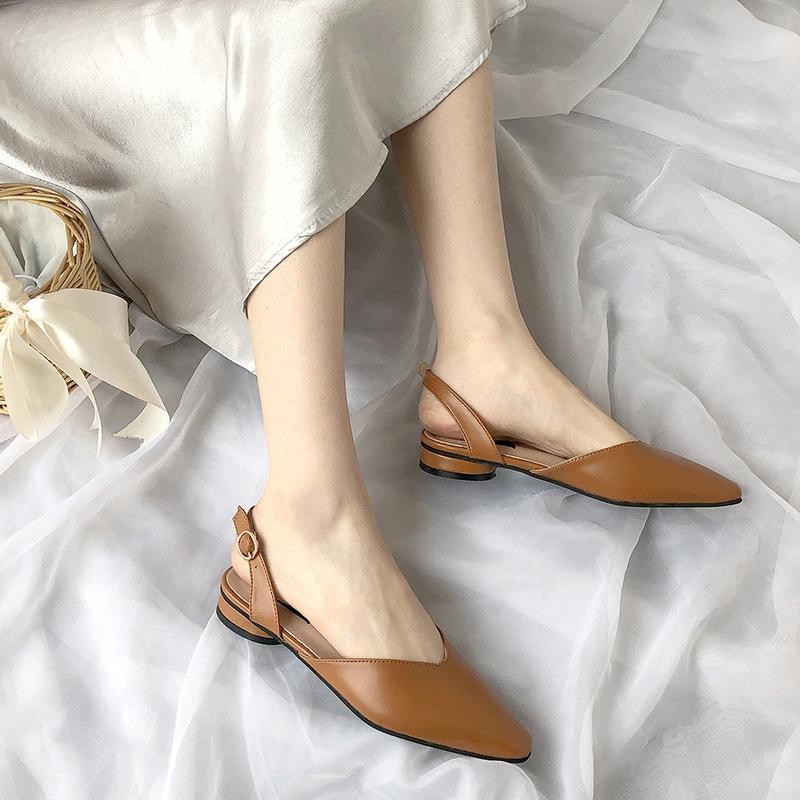 Giày Sandal Da PU Mũi Nhọn Thời Trang Mùa Hè Cho Nữ