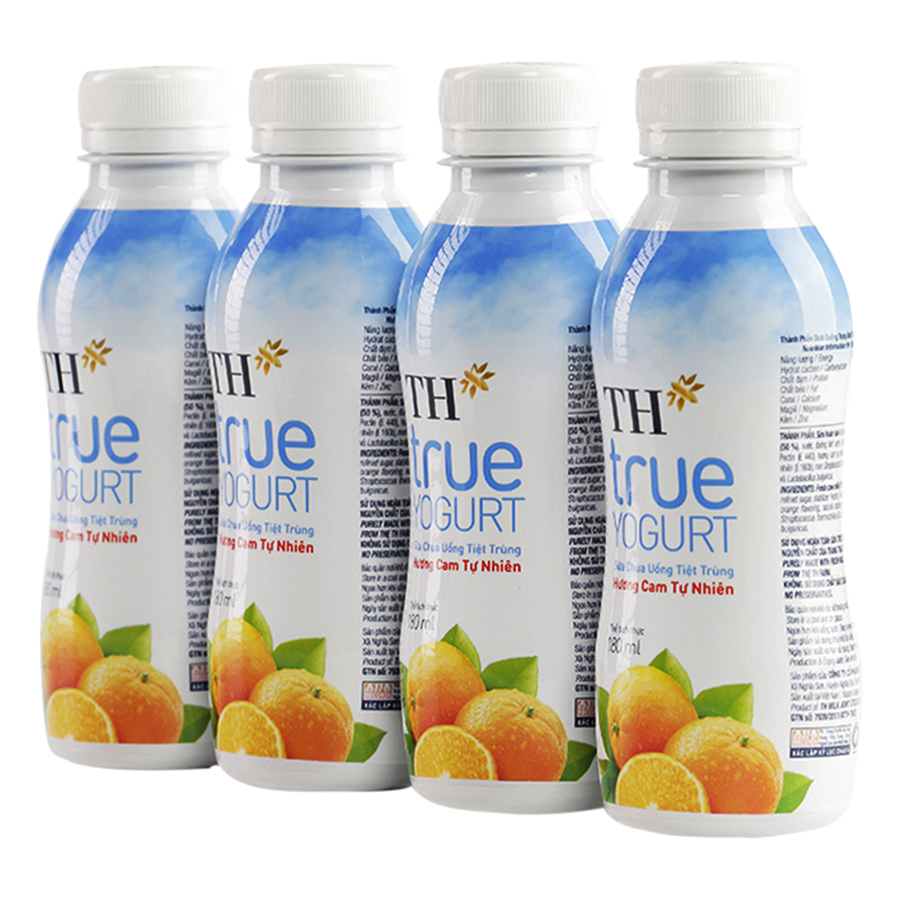 Thùng Sữa Chua Uống Tiệt Trùng Hương Cam TH True Yogurt 180ml x 48 Chai