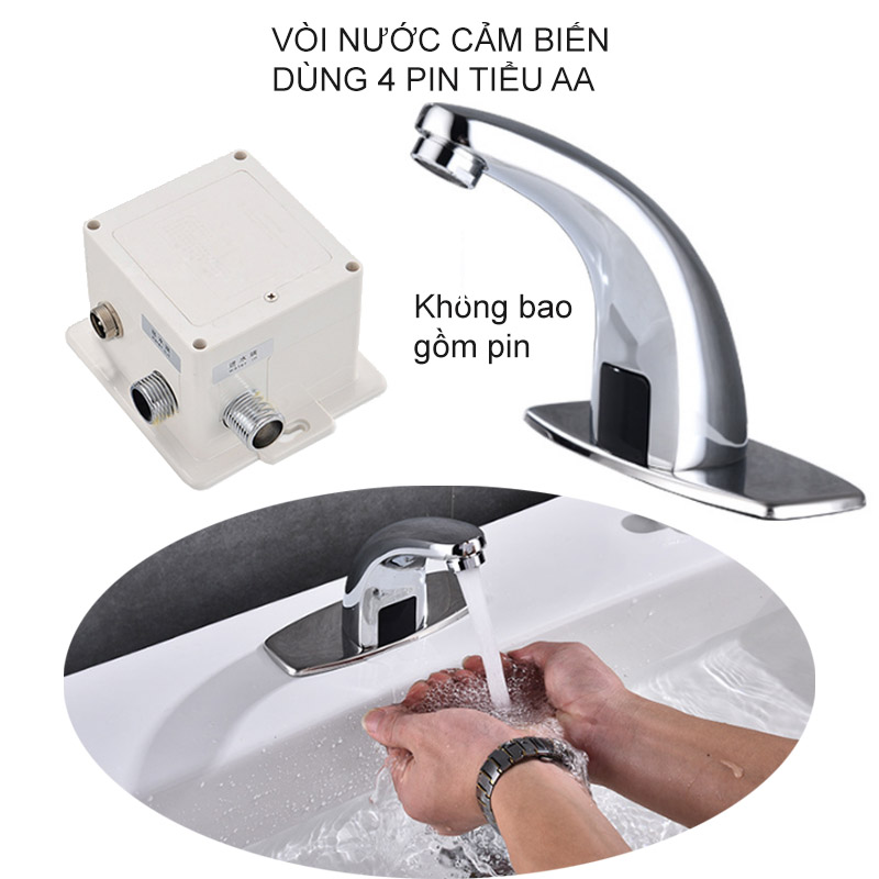 Vòi nước cảm biến tự động đóng mở, đưa tay lại vòi nước mở, đưa tay ra vòi nước đóng