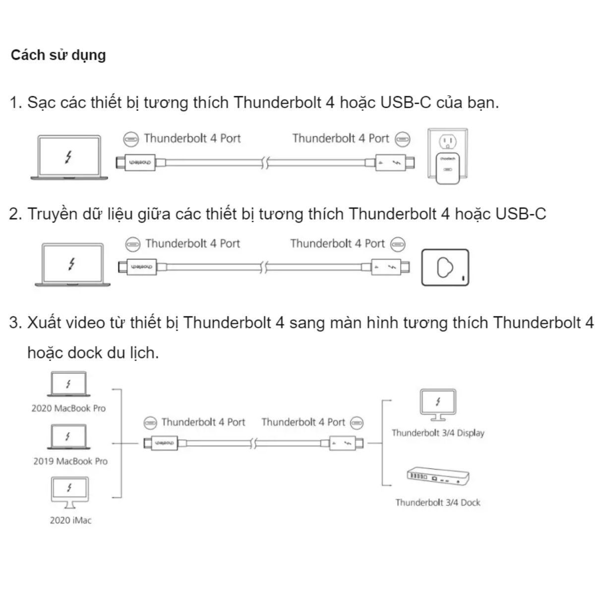 Cáp sạc nhanh 100w Choetech A3010 Type C to Type C Thunderbolt 4