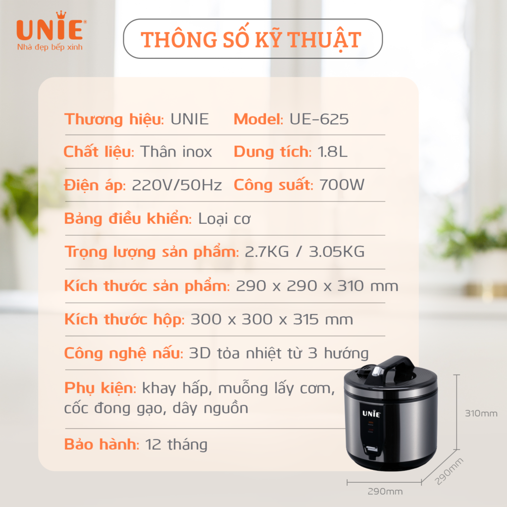 Nồi cơm điện đa năng Unie UE-625. Hàng chính hãng