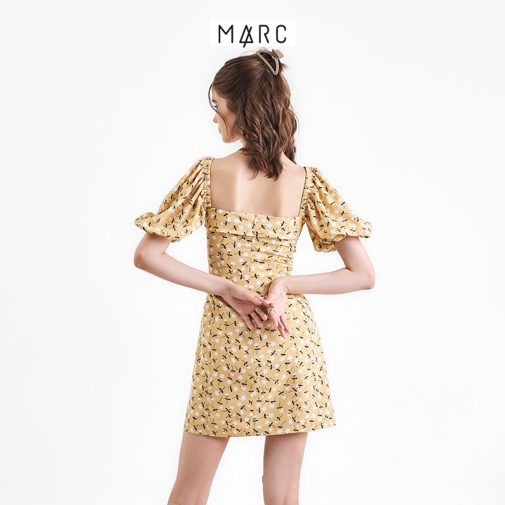 Đầm mini nữ MARC FASHION form A cổ vuông tay phồng nhún thun CBSH100922