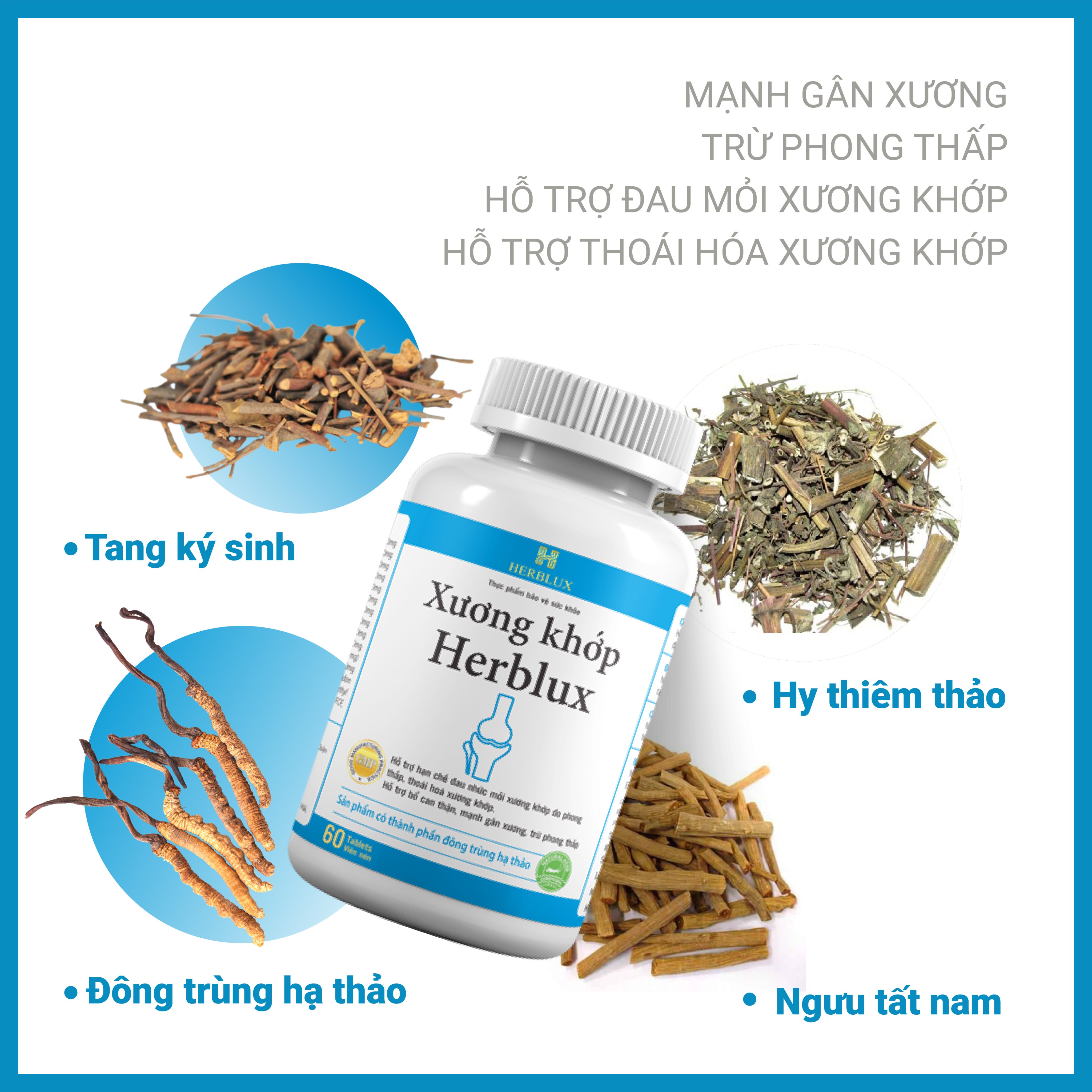 Viên uống Xương khớp herblux giảm đau nhức thoái hóa, trừ phong thấp