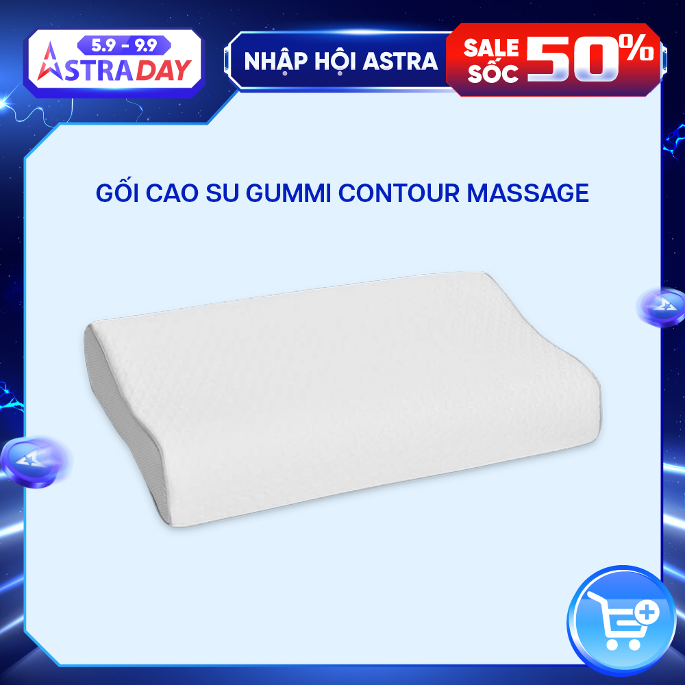 Gối Cao su cao cấp Gummi Contour Massage 40x60cm 100% cao su thiên nhiên, mát mẻ, thông thoáng, nâng đỡ đốt sống cổ, chống đau vai gáy