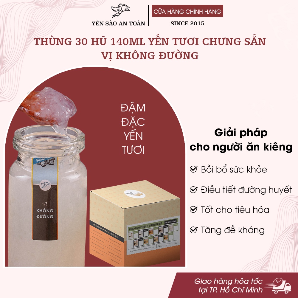 Thùng 30 hũ yến chưng sẵn 140ml GIẢM SÂU SIÊU TIẾT KIỆM cho gia đình MIX ĐẾN 9 vị ĐẬM ĐẶC YẾN TƯƠI từ Yến Sào An Toàn