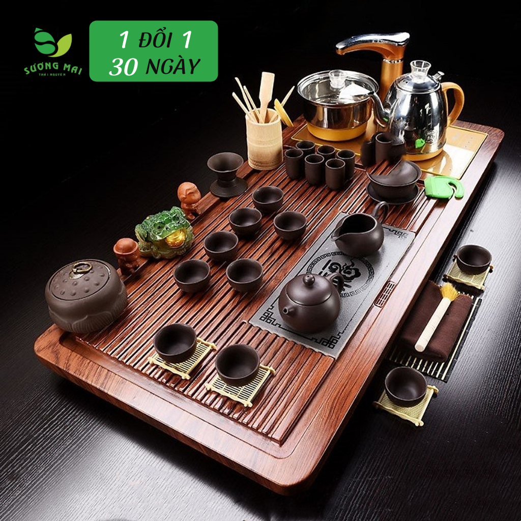 Bàn trà điện thông minh Phúc Lộc – Ấm chén đen
