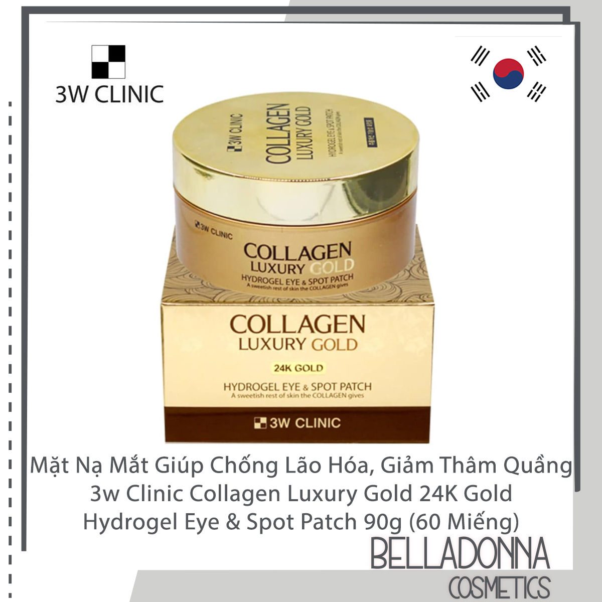 Mặt Nạ Hỗ Trợ Điều Trị Xóa Nhăn Vùng Mắt 3W Clinic Collagen Luxury Gold (90g)