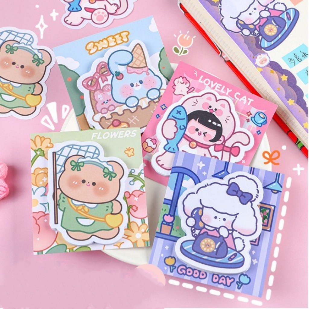 Set 30 hình dán sticker trang trí cute cỡ lớn hình con vật xinh xỉu dán sách vở giá rẻ tặng quà học sinh