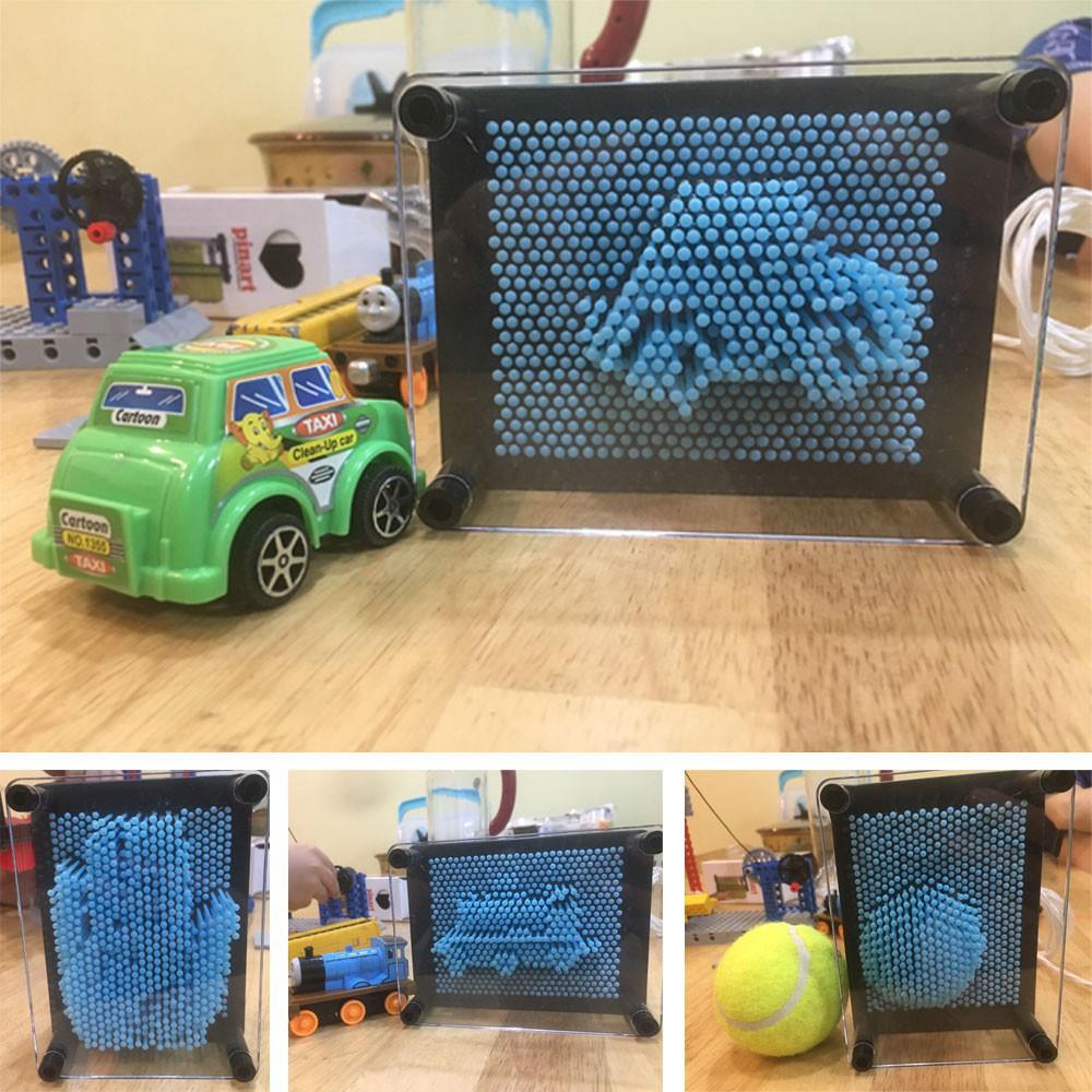 Bộ tạo hình 3D thông minh Bảng Pin art Montessori, đồ chơi Pinart 3D, khắc chữ, in dấu vân tay