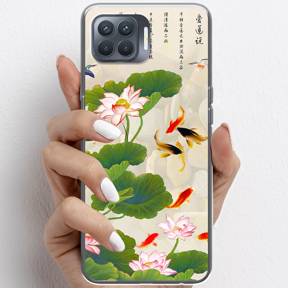 Ốp lưng cho Oppo A53, Oppo A93 nhựa TPU mẫu Hoa sen cá