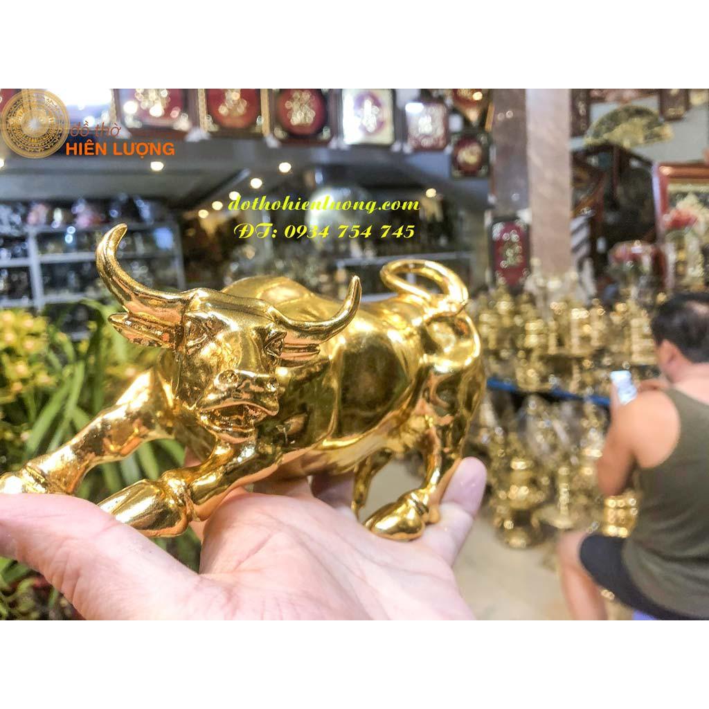 Tượng Trâu Chiến Mạ Vàng 24K Dài 20cm- Tượng Trâu Bản Tin Tài Chính