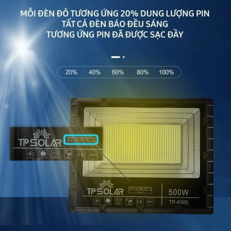 Đèn Pha Led Năng Lượng Mặt Trời TP Solar TP-K200 200W Chống Nước IP67, Siêu Sáng, Chống Lóa