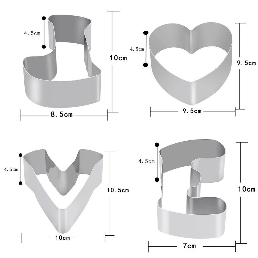 Khuôn RING Mousse Cookies Cutter KHUÔN Nhấn Dụng Cụ Làm KEM MOUSSE HÌNH CHỮ LOVE - MOUSLOVE4P