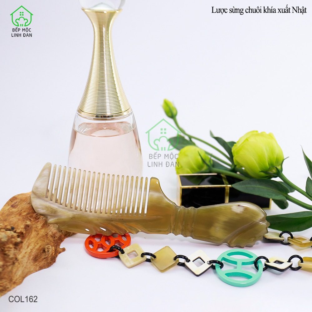 Lược Sừng Chuôi Khía Xuất Nhật (Size: M-16cm) Cỡ Nhỏ Có Thể Bỏ Túi [COL162]