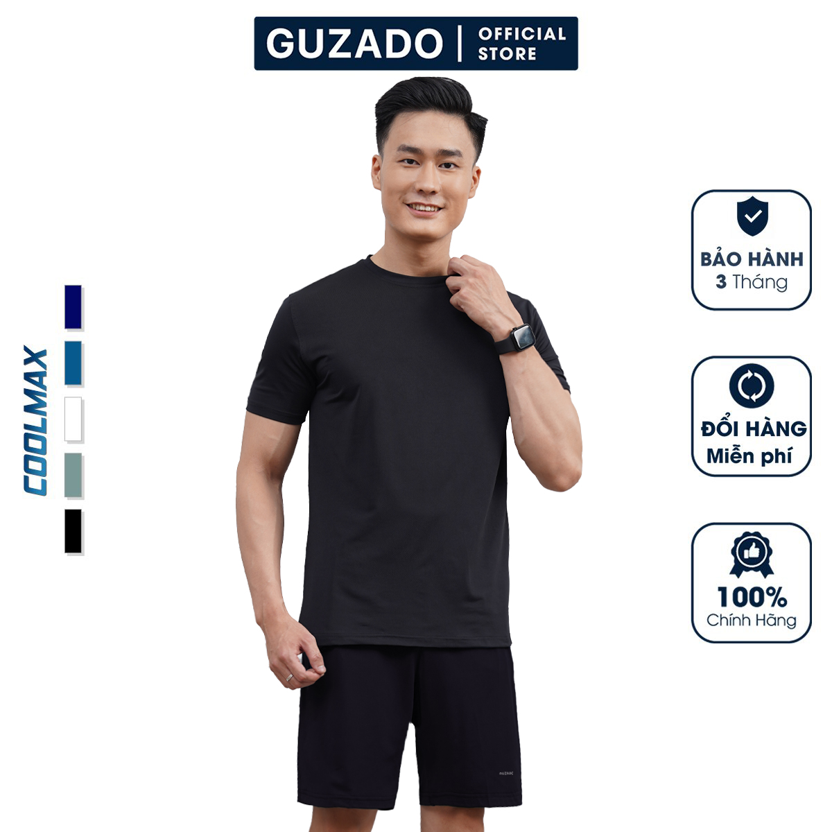 Bộ quần áo nam thể thao Guzado Chất Coolmax Thể Thao Siêu Mát,Co Giãn Vận Động Thoải Mái BCT2202