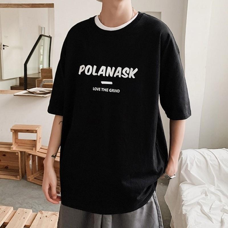 Áo thun nam nữ unisex form rộng tay lỡ phông teen cổ tròn oversize cotton giá rẻ basic đen trắng tee pull POLANASK