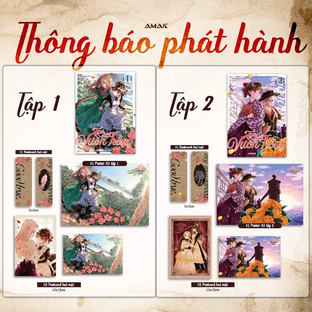 Combo- Tạm biệt vườn hồng (bộ 3 tập) kèm poster