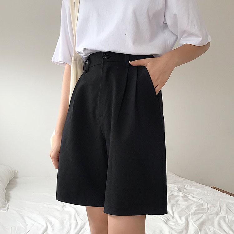 Quần short ống rộng CERA-Y Unisex Nam - Nữ màu Đen Bigsize CRQ023