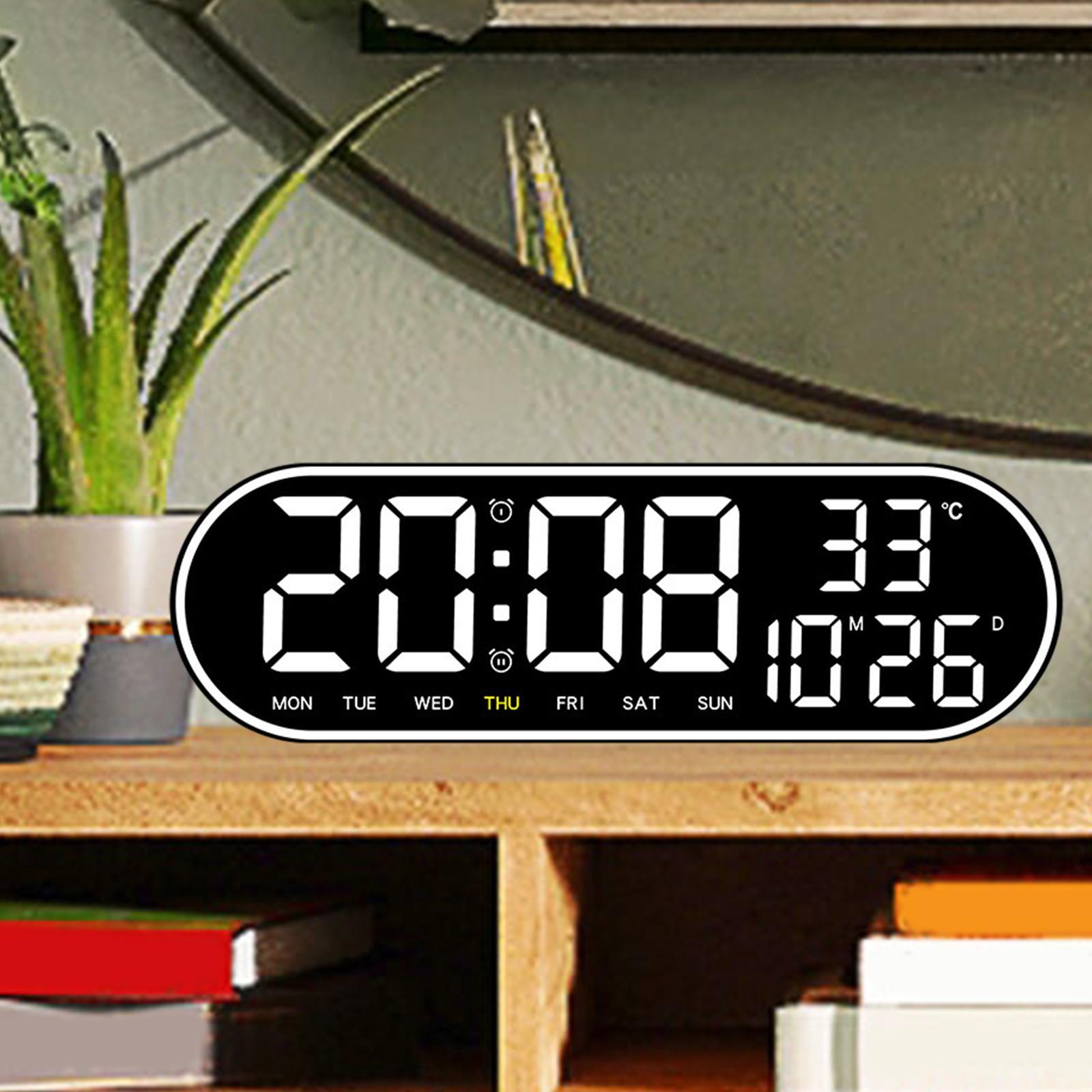 LED Wall Clock Table Clock Temperature Multifunctional Adjustable Silent Wall Mounted Remote Control Alarm Clock for Study Room Home Bedroom