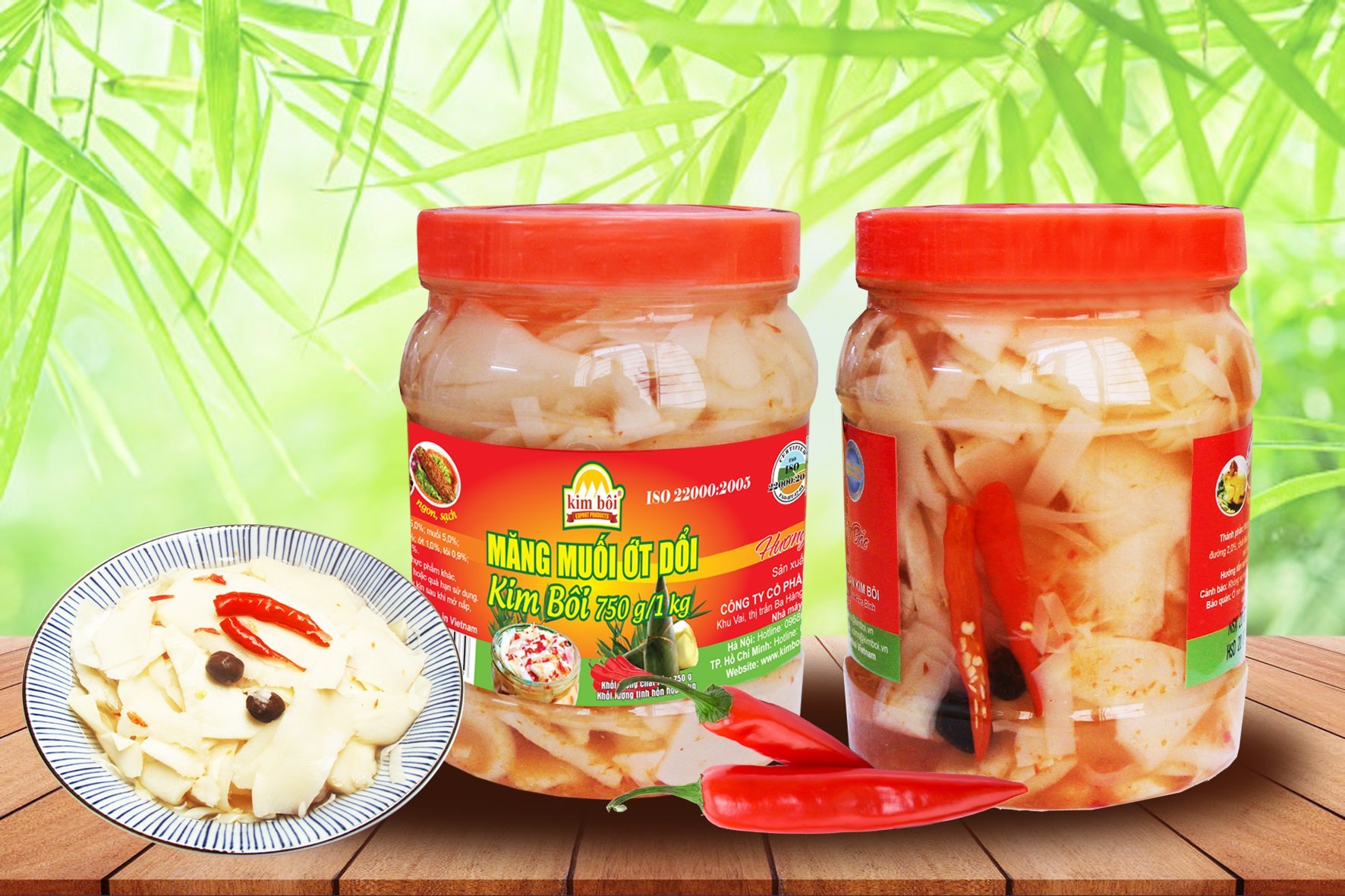 Măng Muối Ớt Dổi Kim Bôi Lọ 950g