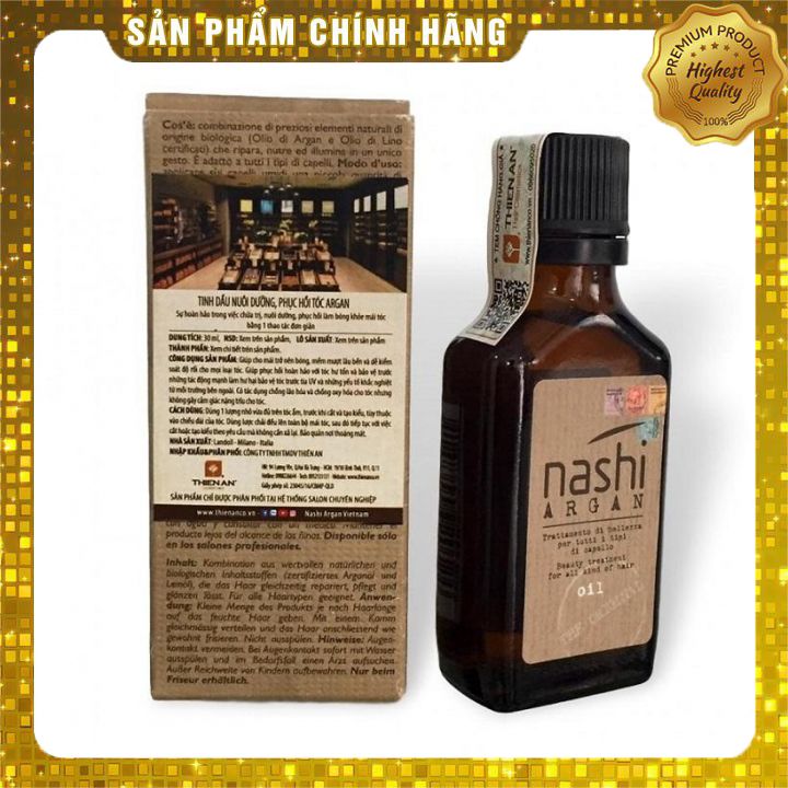 [+Tặng mũ trùm] TINH DẦU DƯỠNG TÓC NASHI ARGAN OIL 30ML