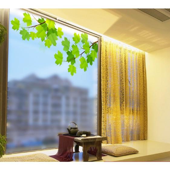 Decal trang trí kính cao cấp mẫu 2 nhánh cây xanh