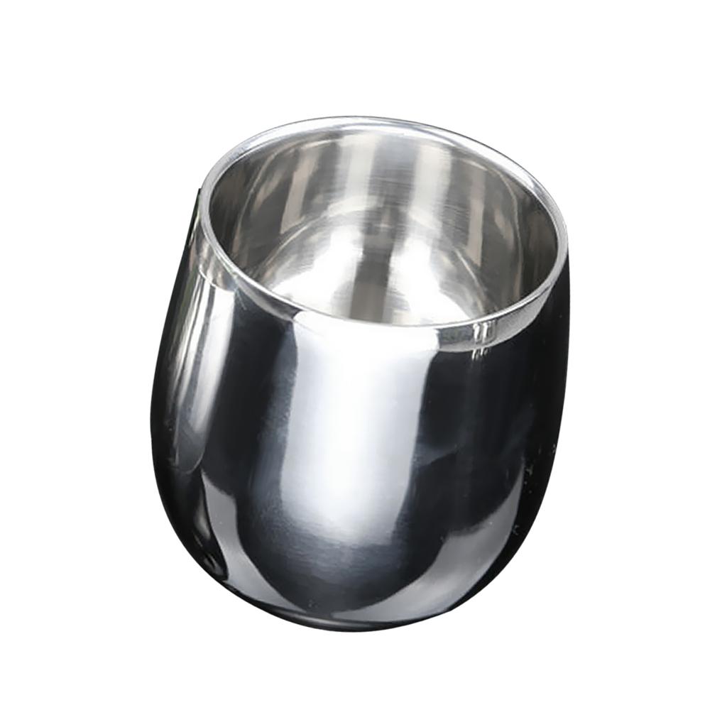 2xStainless Steel Beer Cup Double Wall Milk Coffee Tea Mug Curved 200ml