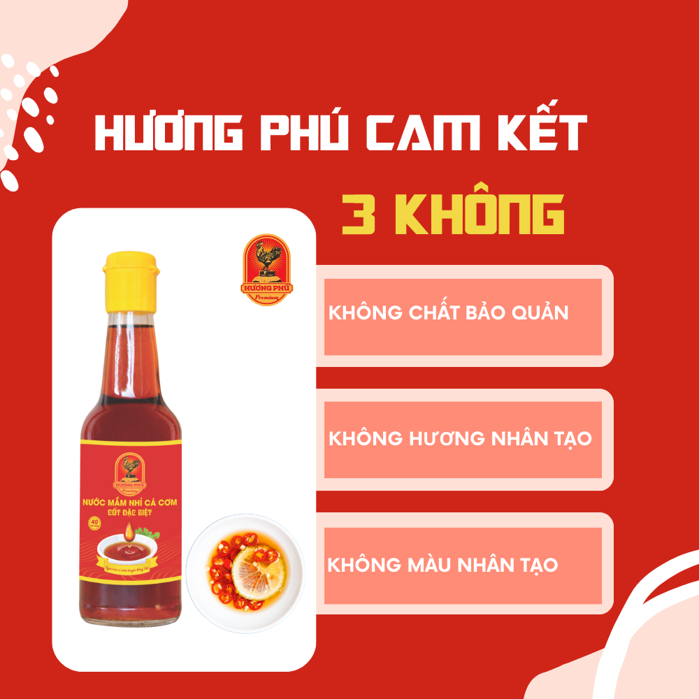 Nước mắm nhỉ cá cơm Hương Phú 40 độ đạm 300ML - Cốt Đặc Biệt - Hàng chính hãng