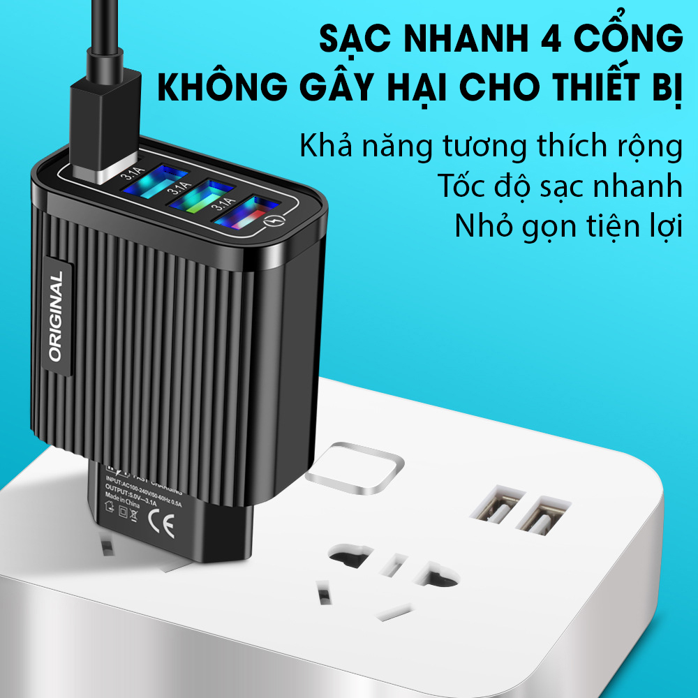 Củ sạc 4 cổng original, siêu tiện dụng- K1143