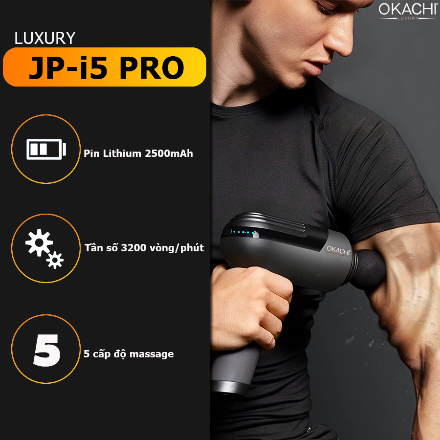 Súng massage toàn thân OKACHI LUXURY JP-i5 Pro (Viền đen) 