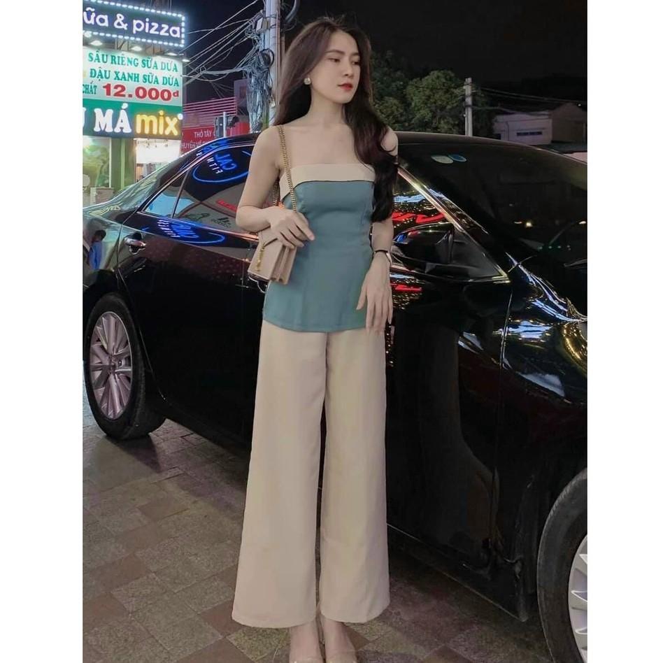 Sét đồ bộ cúp ngực quần ống rộng Thời Trang Nữ
