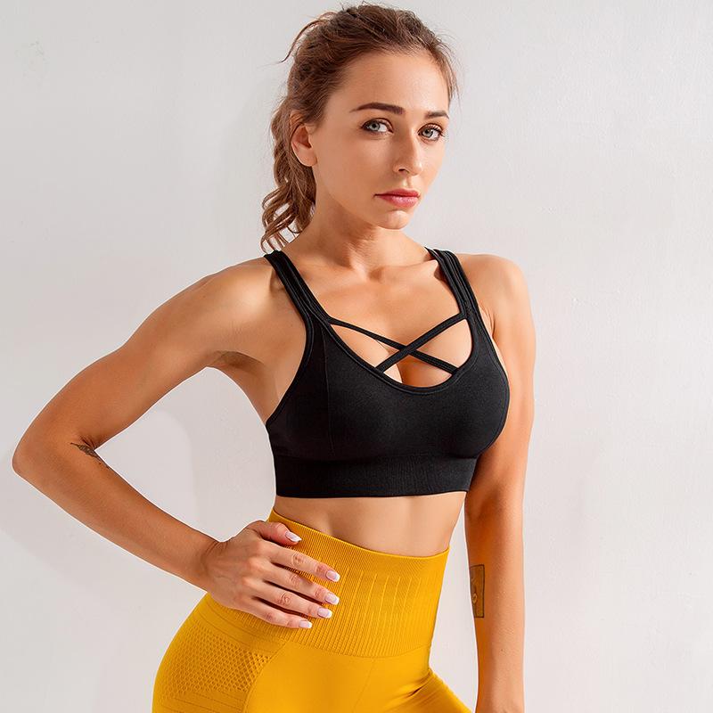 2020 mới Va Đập Cao Liền Mạch Áo Ngực Thể Thao Nữ Áo Bra Yoga Crop Tops Tập Luyện Thể Dục Quần Thể Thao Nữ-Activewear Racerback Đệm Áo Sơ Mi