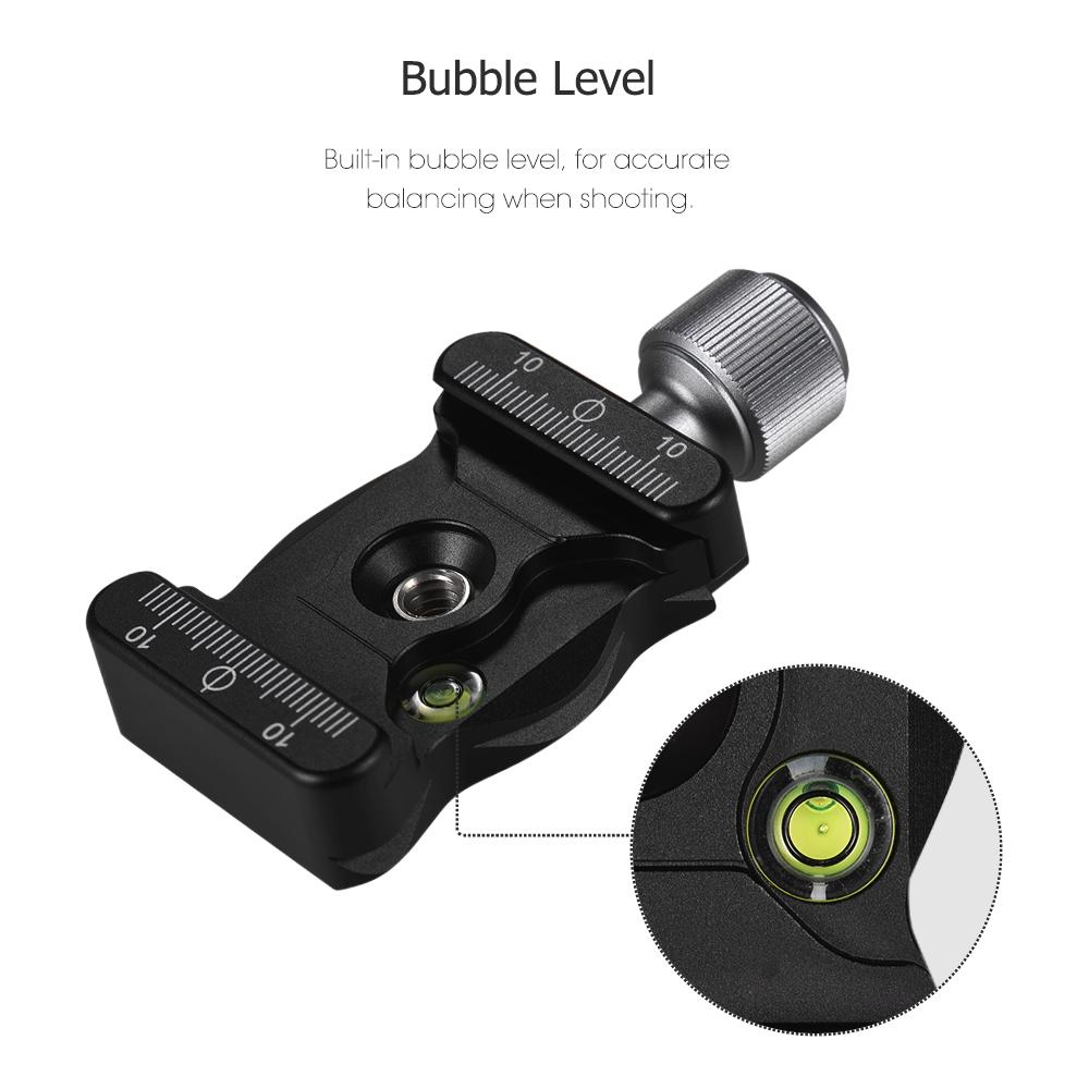 Aluminium Alloy Quick Release Clamp with 1/4 & 3/8 Inch Screw Mount Bubble Level for Ballhead Tripods Camera Accessories