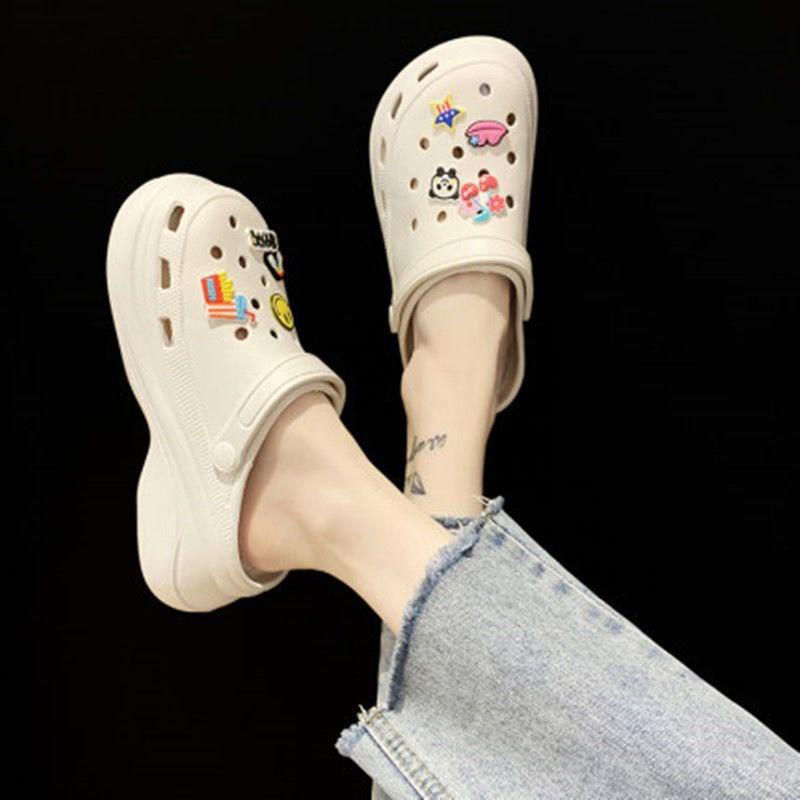 Dép Cross Đế Dày Phong Cách Đường Phố Chất Lượng Cao Màu Trắng tặng Kèm 10 Sticker