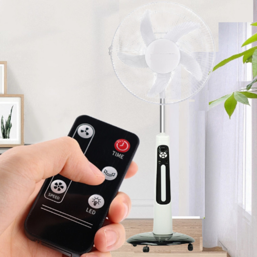 Quạt đứng Năng lượng mặt trời chất lượng cao, công suất lớn, có điều khiển từ xa và pin lithium tích điện