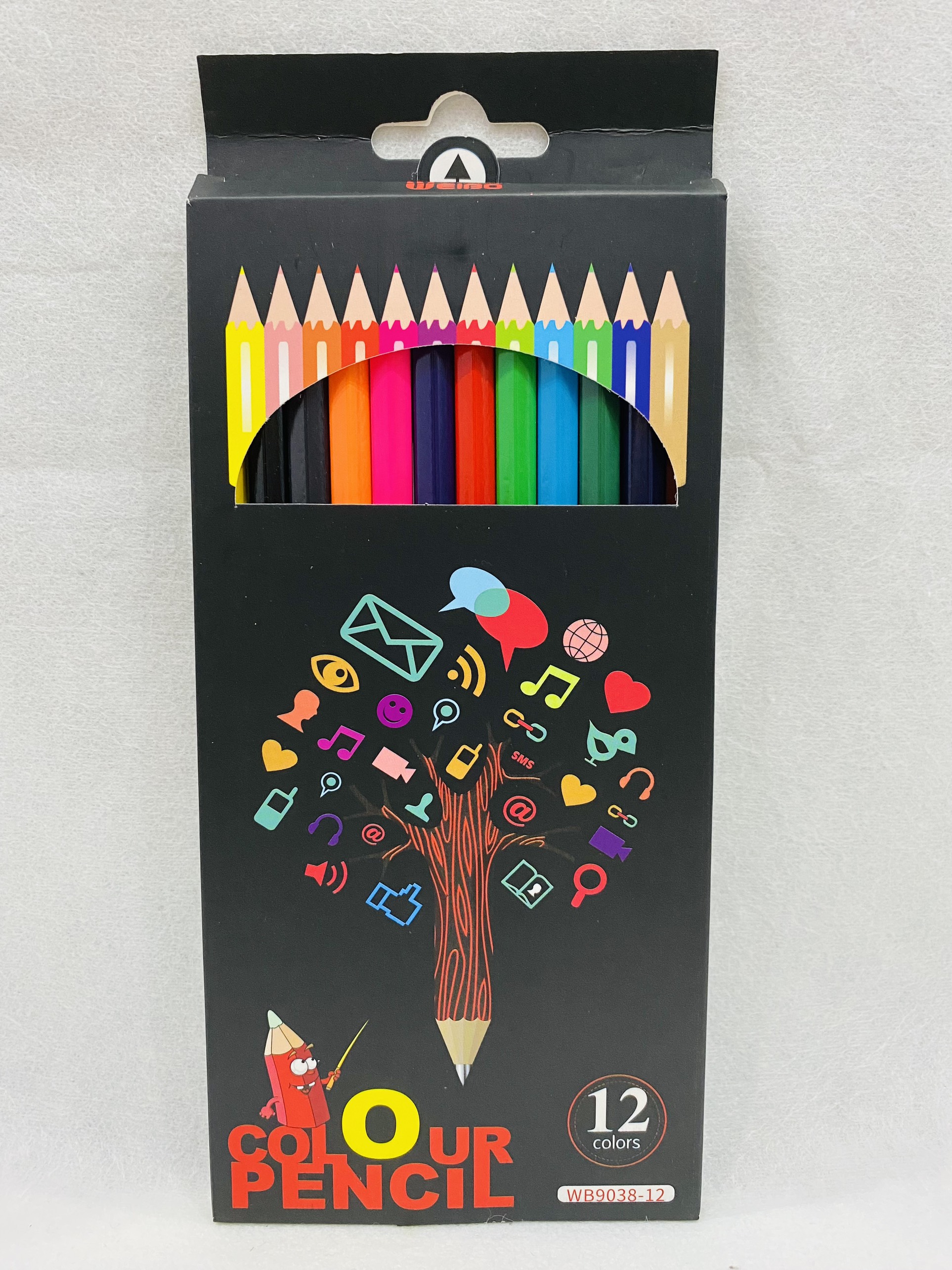 Bút chì màu 12 màu WB9038-12 ngòi vẽ sắc nét, màu sắc sống động, đạt chuẩn màu quốc tế