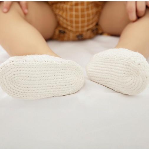 Giày sơ sinh công chúa cho bé gái chất liệu len đan cực mềm mịn để chụp ảnh đầy tháng làm quà tặng
