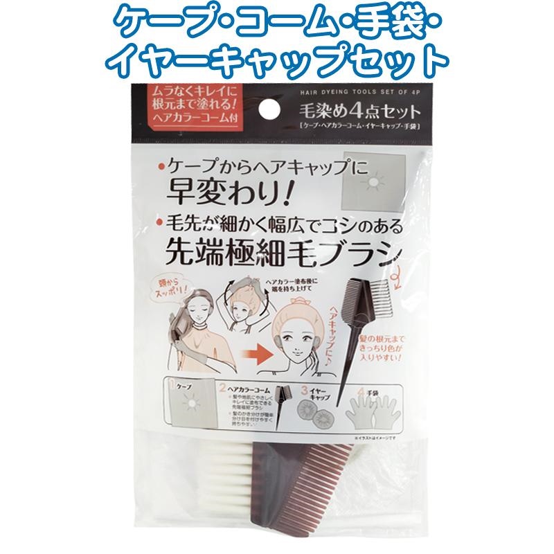 Bộ 04 món nhuộm tóc tiện lợi Seiwa Pro (áo choàng/lược/mũ tai/găng tay) - Hàng nhập khẩu Nhật Bản