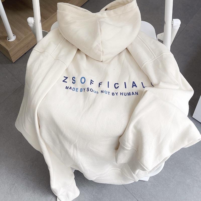 áo Hoodie nỉ WZS màu kem unisex ảnh thật SSSTore ( nam nữ mặc đều được