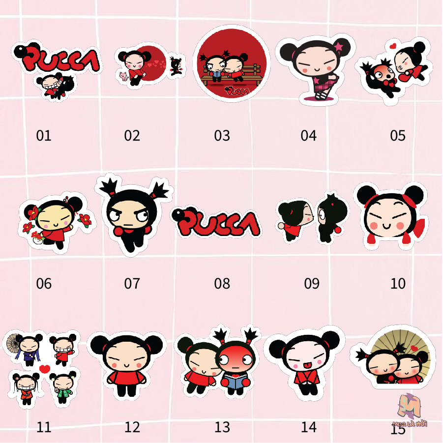 Miếng dán Stickers chủ đề Pucca