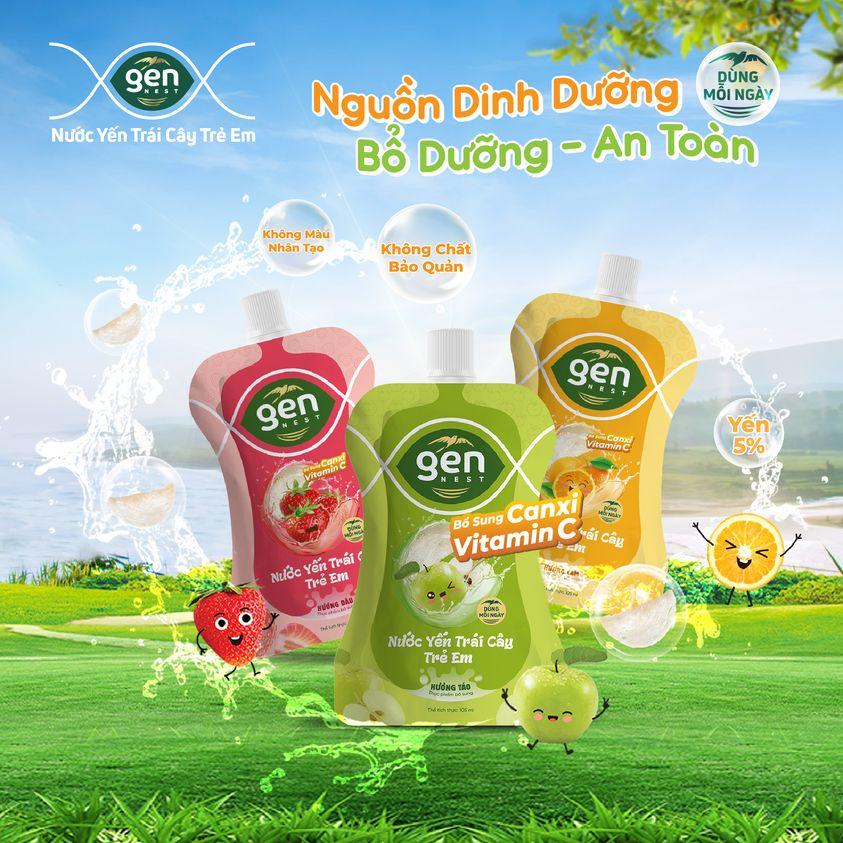 Combo 10 Túi Nước Yến Sào Trẻ Em gen NEST vị trái cây (10 túi x 105ml)