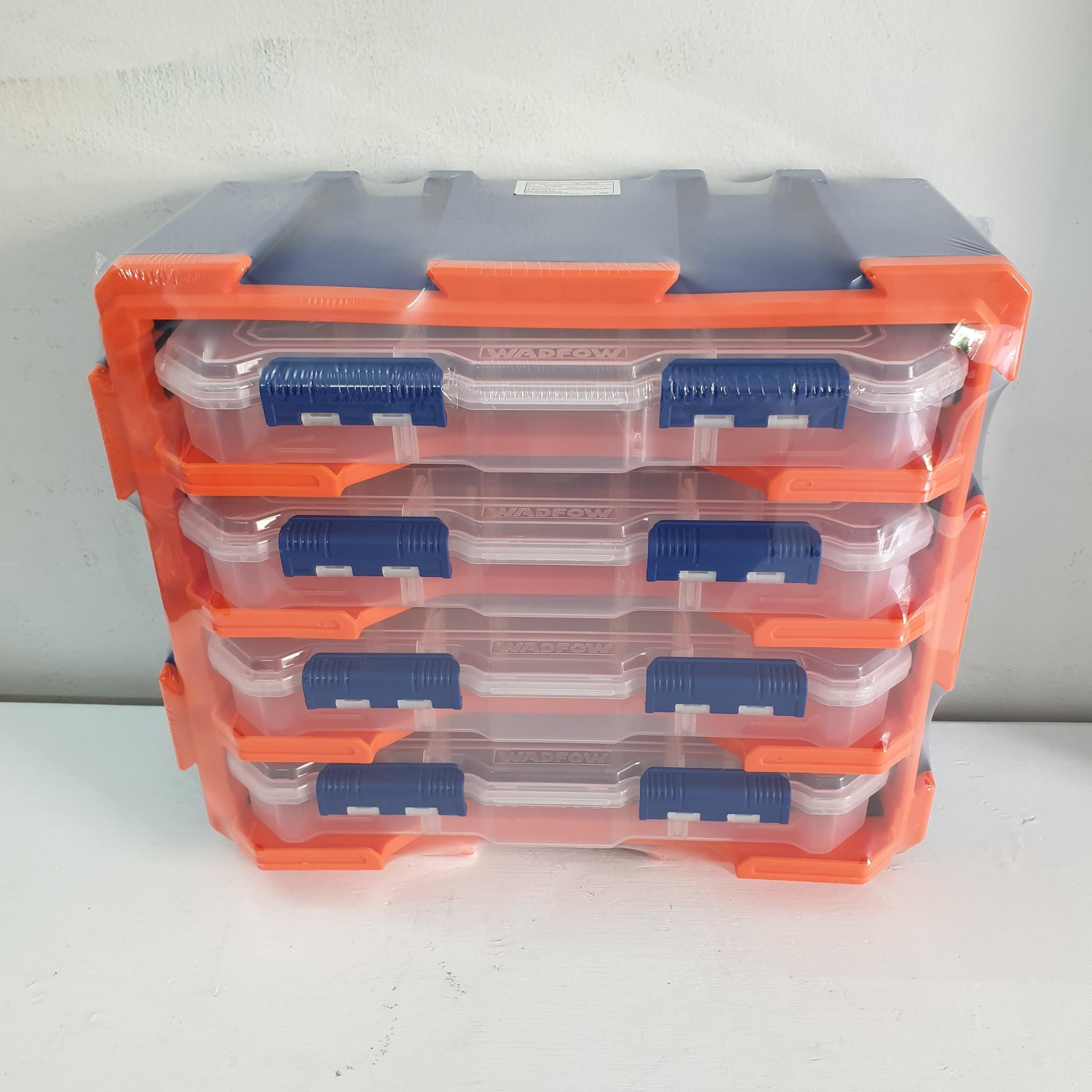 BỘ TỦ GỒM 4 HỘP NHỰA CHIA 13 NGĂN ĐỰNG LINH KIỆN 380X182X320M M WTB8344 WADFOW - HÀNG CHÍNH HÃNG