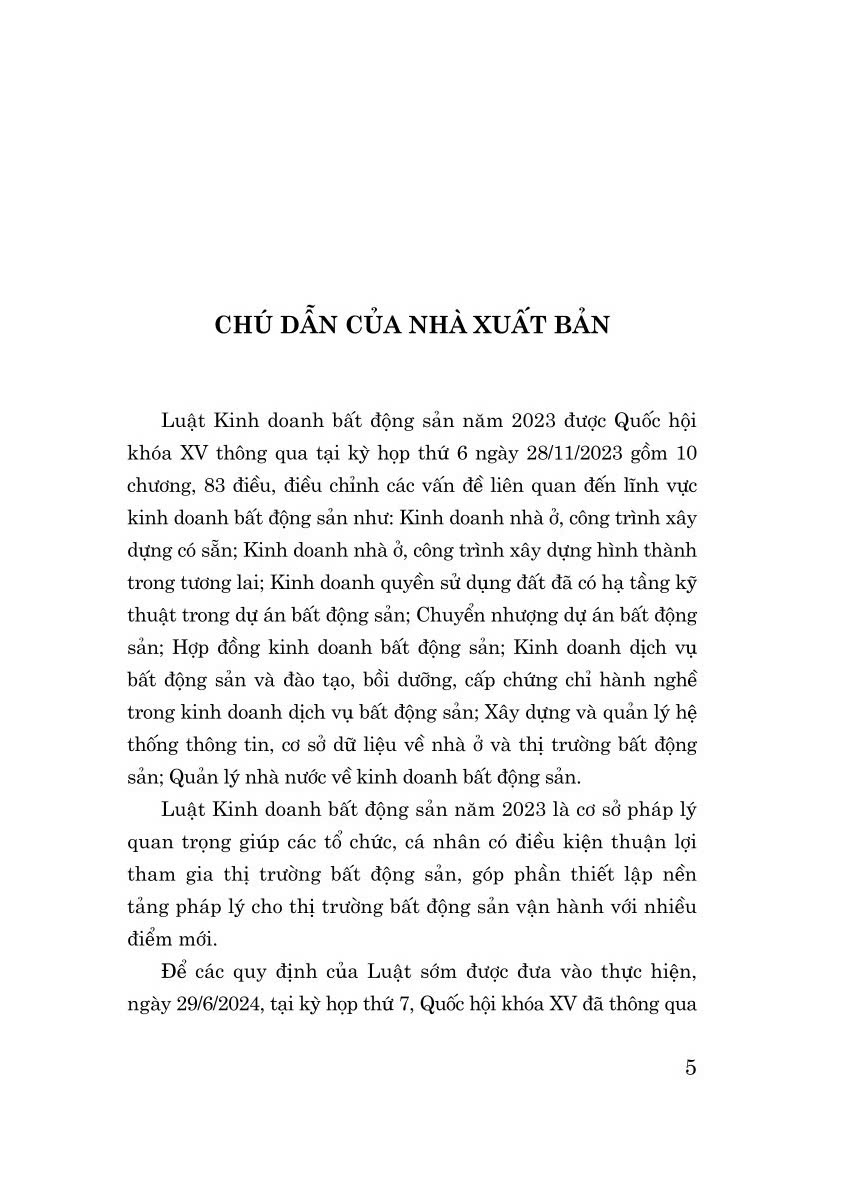 Luật Kinh doanh bất động sản năm 2023 ( Sửa đổi, bổ sung năm 2024)