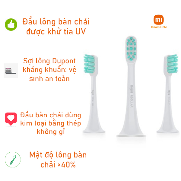 Combo 3 Đầu bàn chải thay thế cho bàn chải đánh răng điện Xiaomi Mijia T300 T500 - Hàng chính hãng