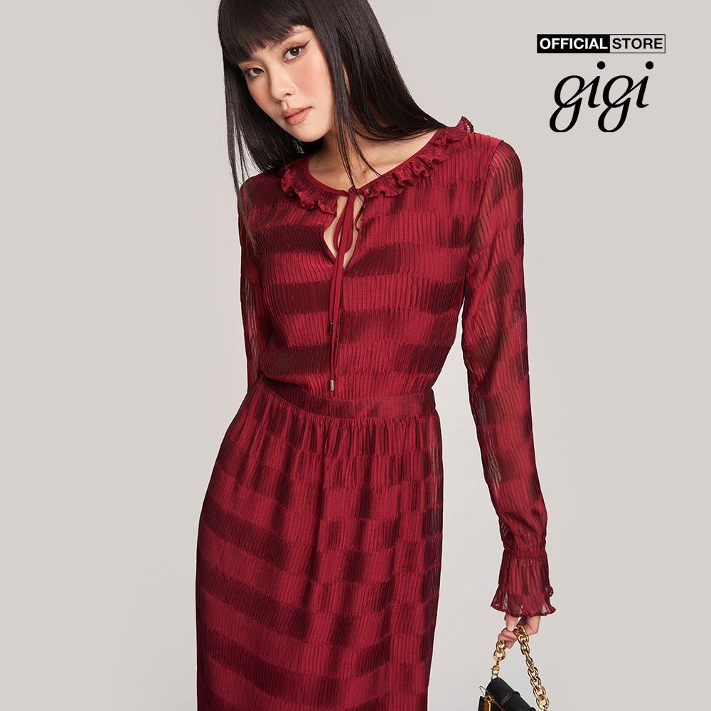 GIGI - Đầm midi tay dài cổ tròn thắt nơ thời trang G2102D222131