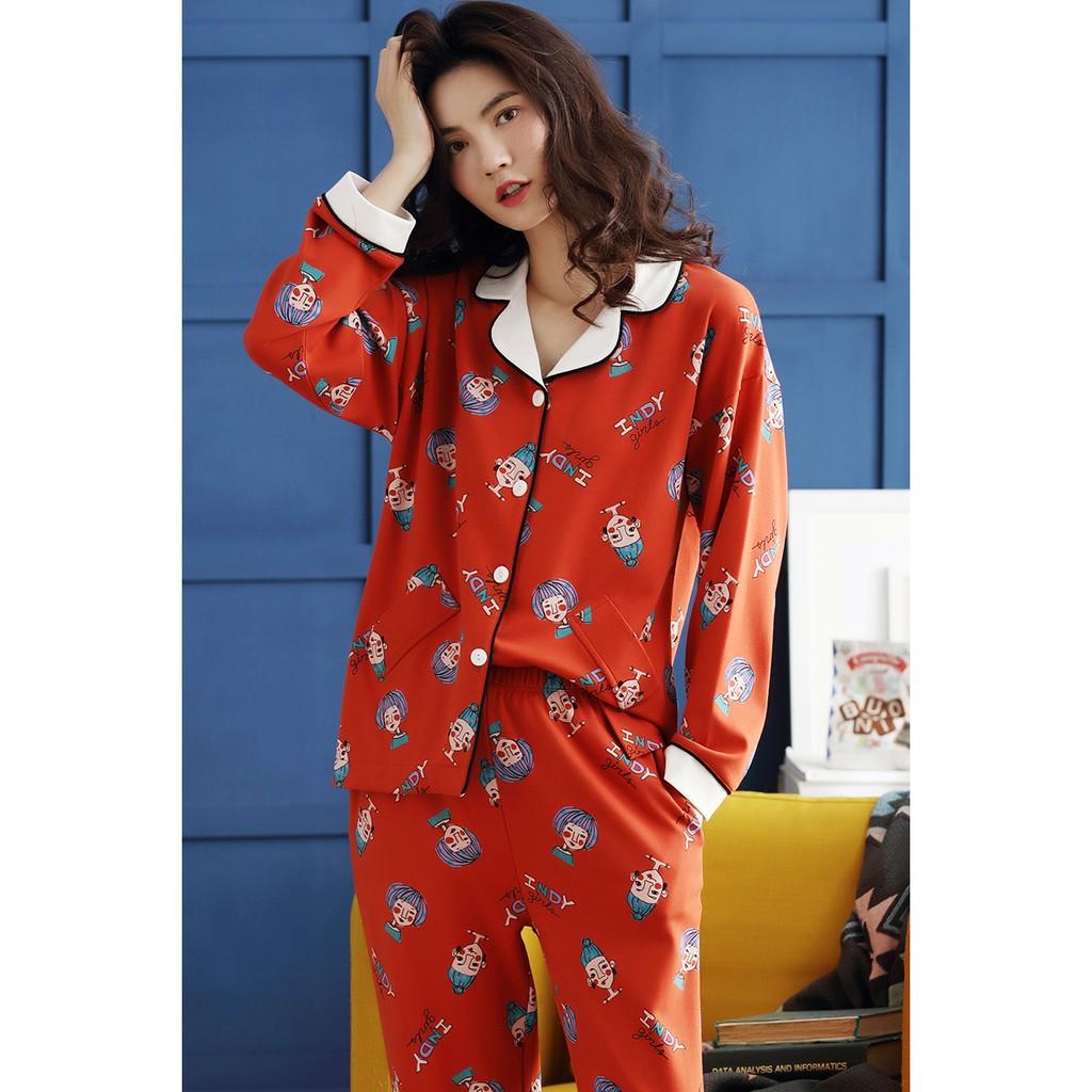 Đồ Bộ Pijama cộc tay chất vải cotton 100% tự nhiên thoáng mát, tông hồng cực kỳ tôn da, họa tiết hoa lá trẻ trung