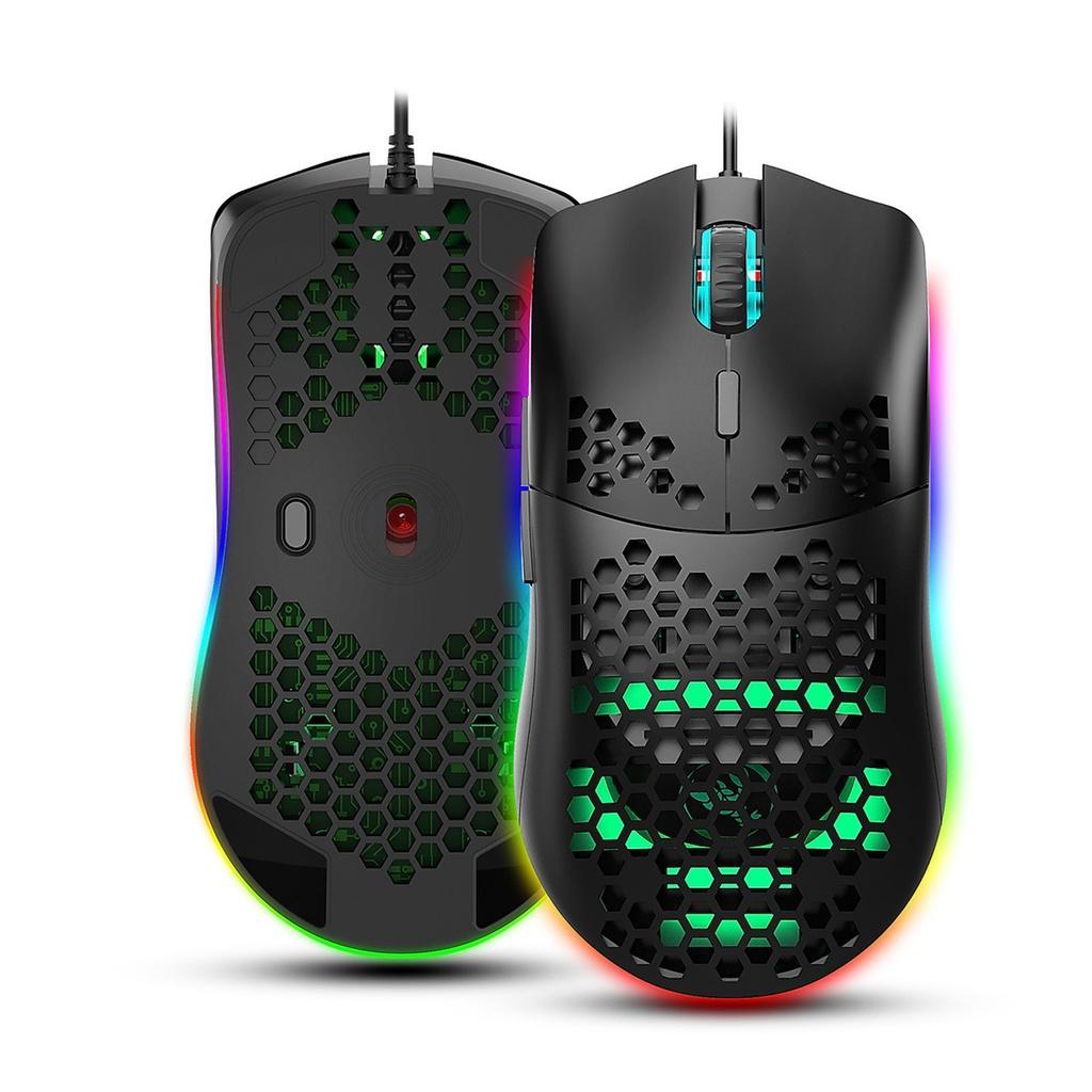 Chuột chơi Game HXJS J900 RGB Lead đổi màu Bề Mặt Lưới Xuyên Thấu Cực Đẹp DPI 6400 chuyên dành cho Game thủ - HÀNG CHÍNH HÃNG