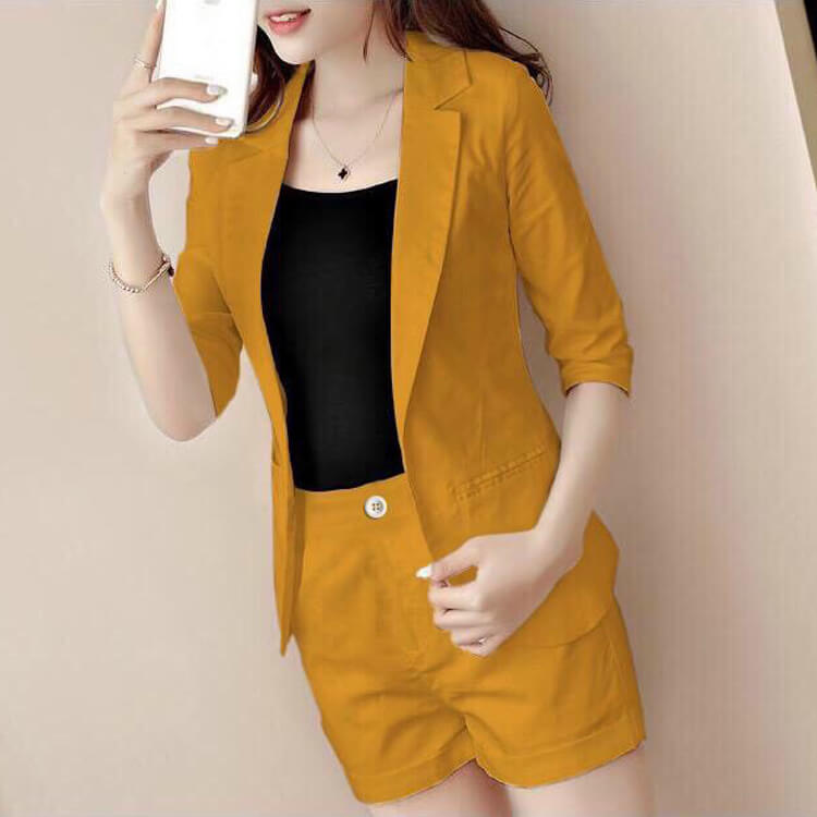 Bộ vest short 3 món tay lỡ